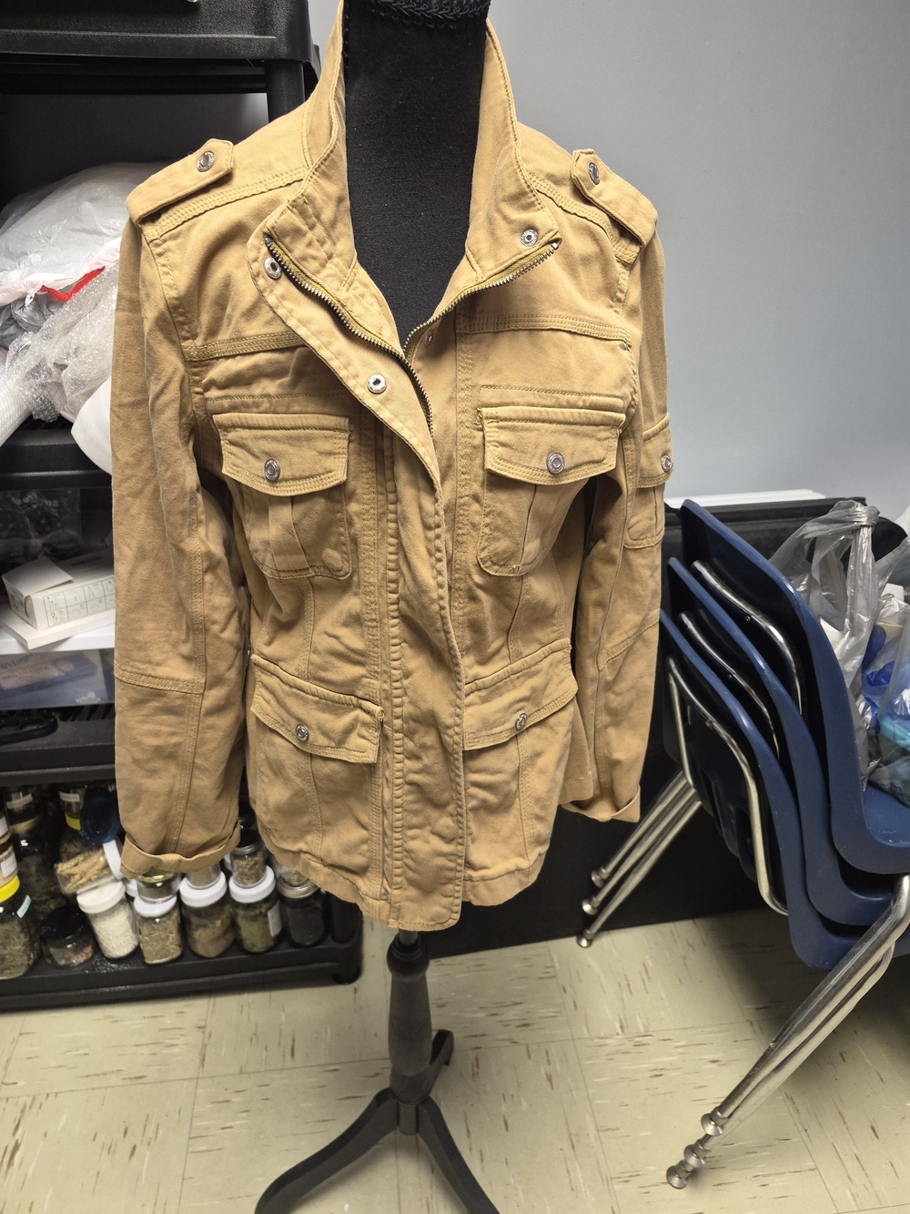 Kensie Tan Utility Jacket with Front Pockets